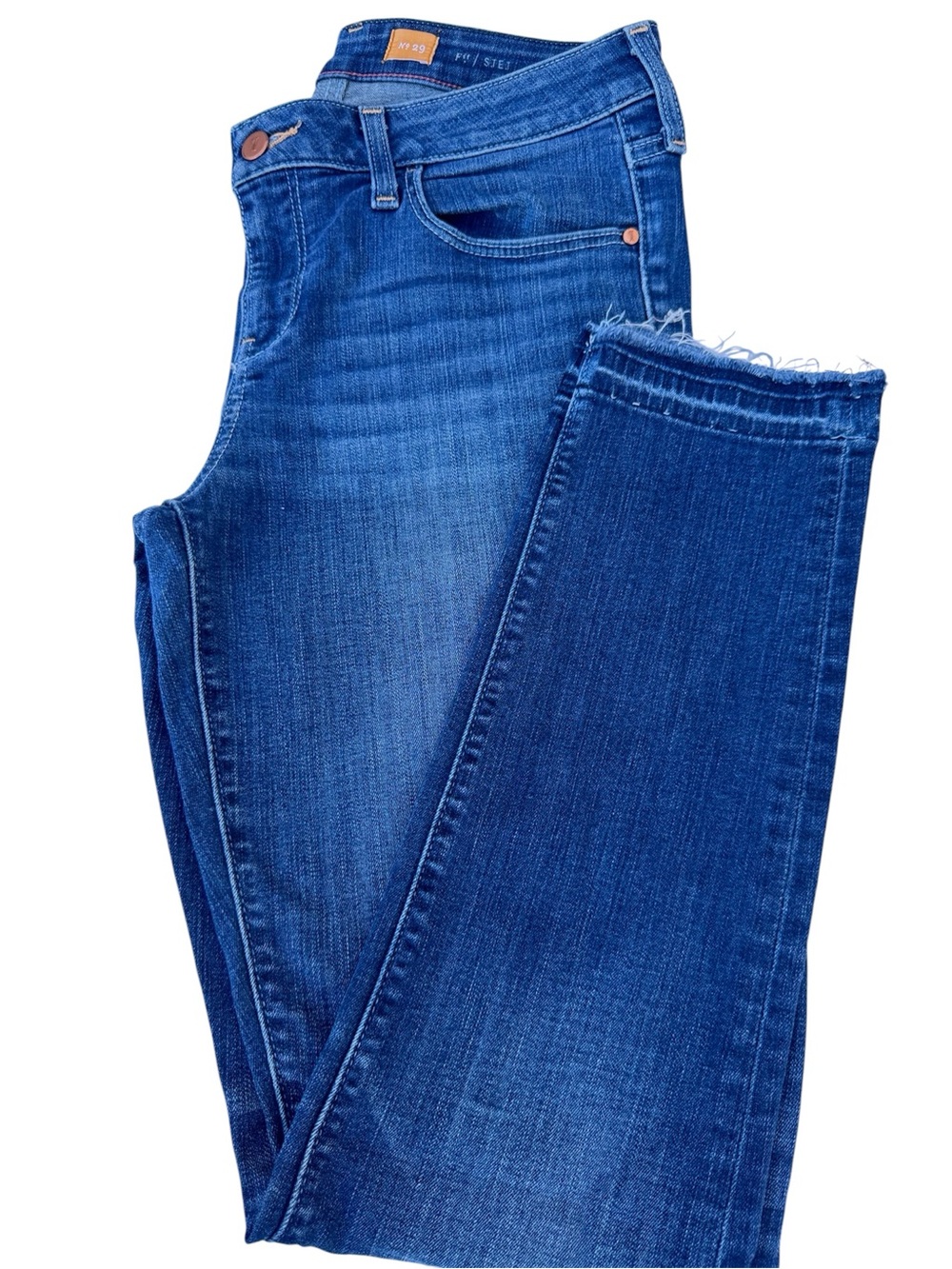 Pilcro and the Letterpress Jeans 29 Blue Wash Skinny Raw Hem Anthropologie
